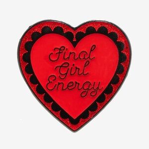 Final Girl Energy Glitter Heart Enamel Pin Hot‎ Topic Horror Halloween
